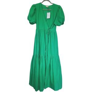 Beyond Nine Bonnie Linen Wrap Dress in Flash Green - Size S NWT